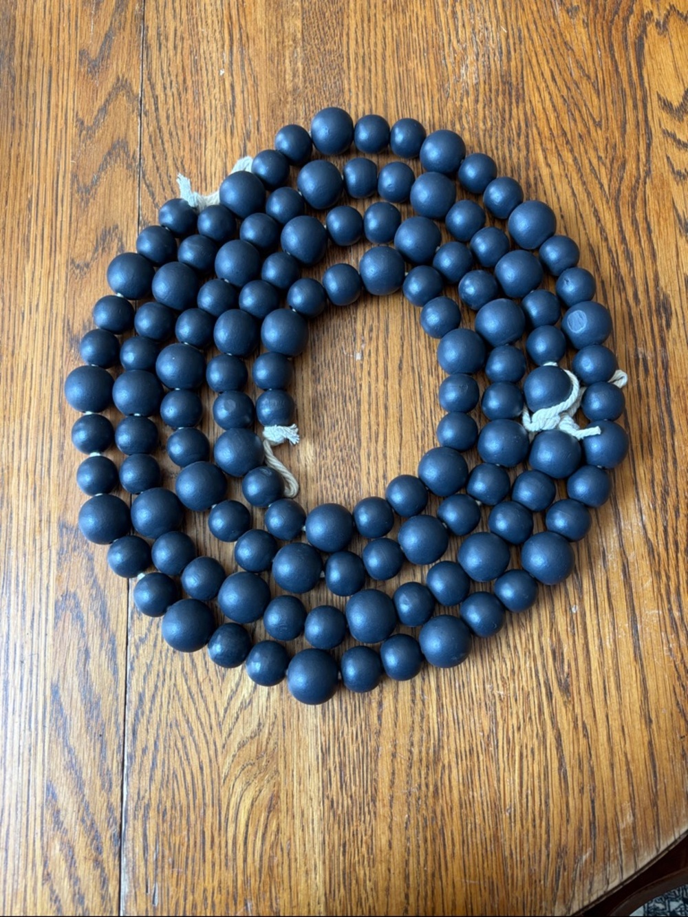 10ft Matte Black Wooden Beads - Two Sizes 1” and 7/8”